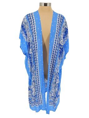 Ann Taylor LOFT Trellis Duster Floral Short Sleeve Beach Boho Coverup Kimono
